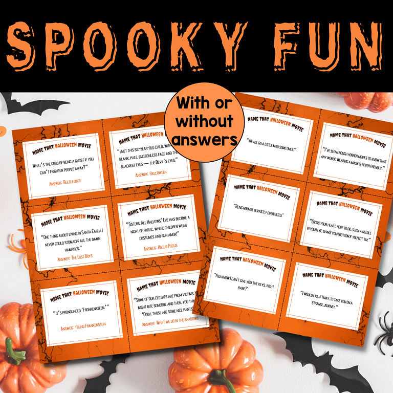 Free Printable Halloween Movie Quote Game for Adults and Kids - Just ...
